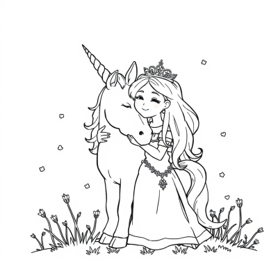 Princess Hugging a Unicorn