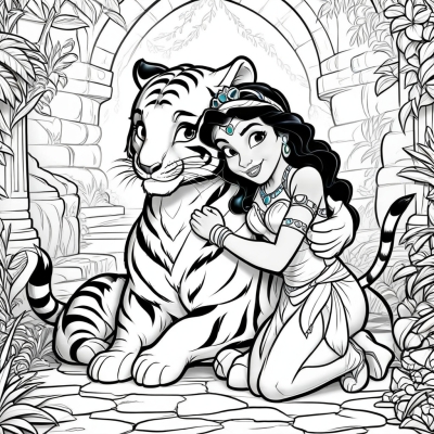 Princess Jasmine Hugs a Tiger