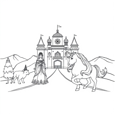 Princess, Unicorn, and Palace