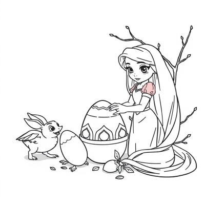 Rapunzel Colors an Easter Egg
