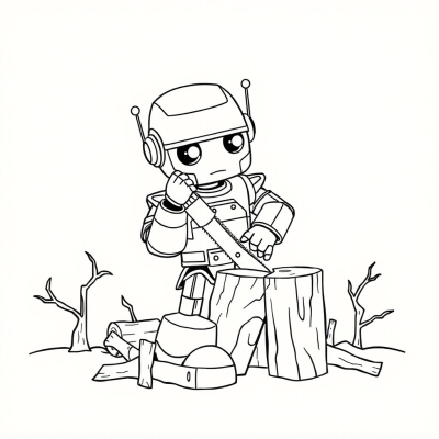 Robot Cutting Wood