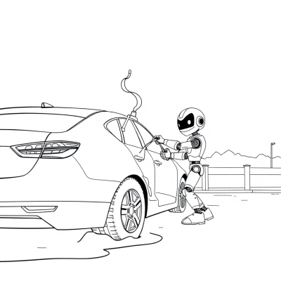Robot Washing a Car