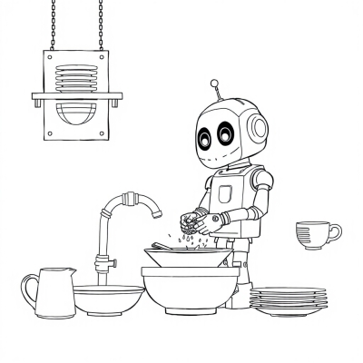 Robot Washing Dishes