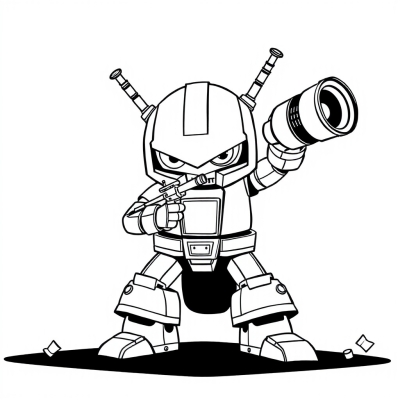 Menacing Robot with Blaster