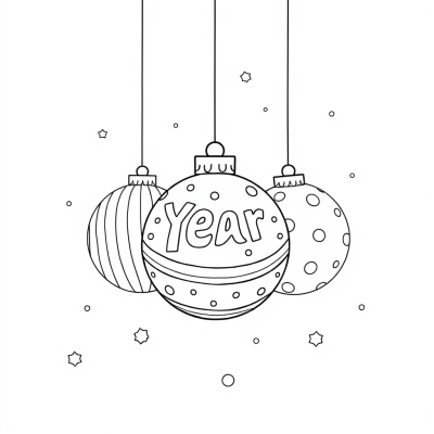 New Year Balls with Stripes and Dots