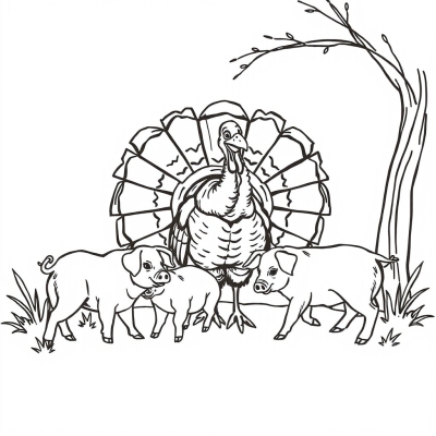 Turkey and Piglets