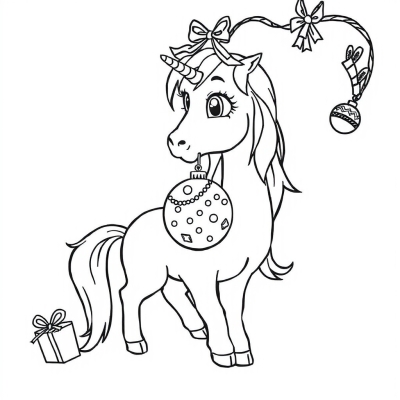 Unicorn and Christmas Ornament