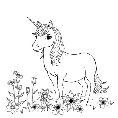Unicorn and Flowers