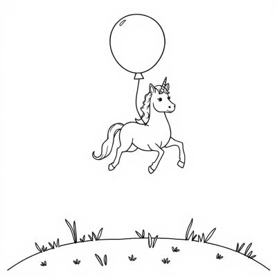 Unicorn Flying on Balloons