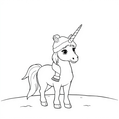 Unicorn in a Winter Hat
