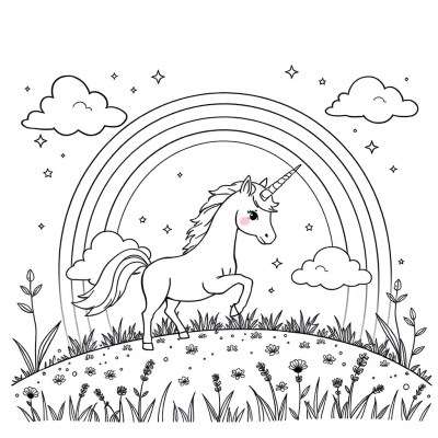 Unicorn, Rainbow in the Clouds