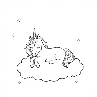 Unicorn Sleeping in the Clouds