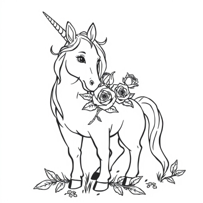 Unicorn with Roses