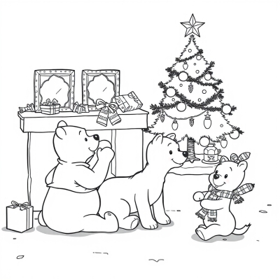 Winnie the Pooh and Friends Decorating the Christmas Tree