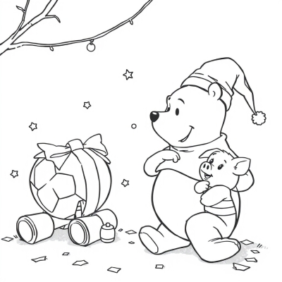 Winnie the Pooh and Piglet at New Year