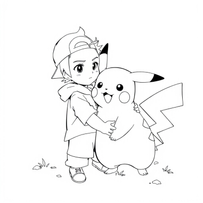 Ash and Pikachu Hugging