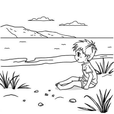 Boy Playing on the Beach