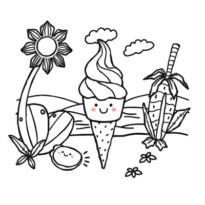 Cartoon Summer Ice Cream