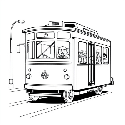 Cheerful Trolleybus with Passengers