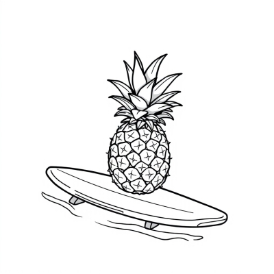 Cute Pineapple on a Surfboard