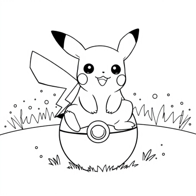 Kawaii Pikachu on Pokeball