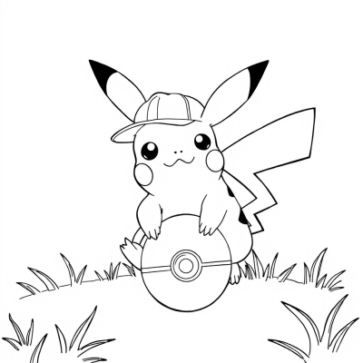 Pikachu in a Cap and Pokéball