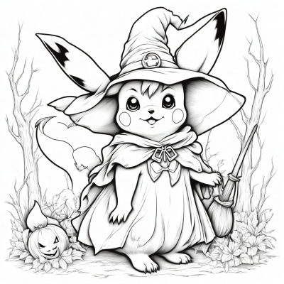 Pikachu in a Witch Costume