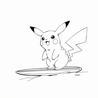 Pikachu on a Surfboard