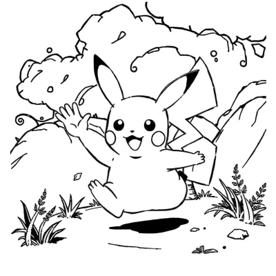 Pikachu is Running and Waving
