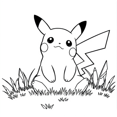 Pikachu Sitting on the Grass