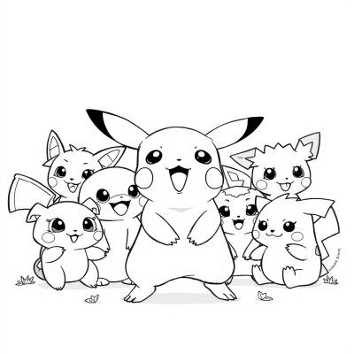 Pikachu with a Bunch of Pokémon