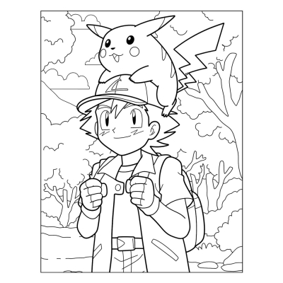 Pikachu with Ash in the Forest