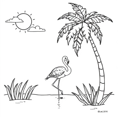 Summer, Flamingo, Palm