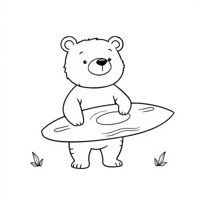 Bear with Surfboard