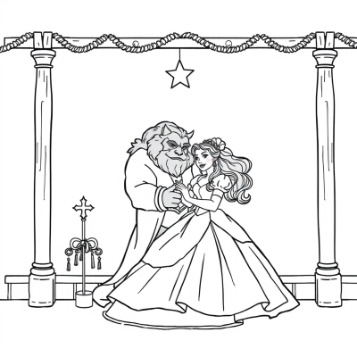 Beauty and the Beast with a Christmas Tree