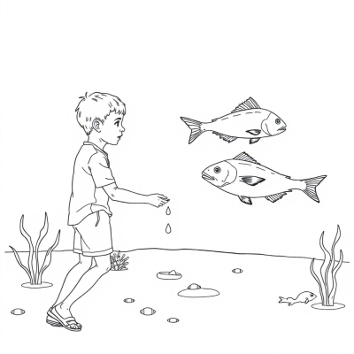 Boy Feeding Fish