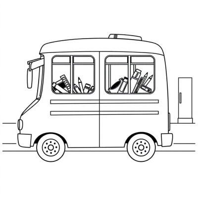 Bus with School Supplies