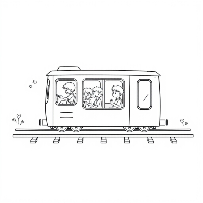 Kids Riding a Train