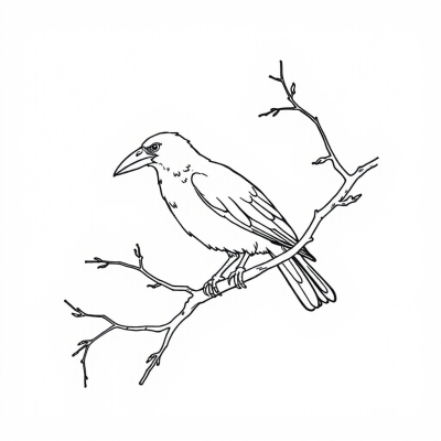 Crow on a Tree Branch