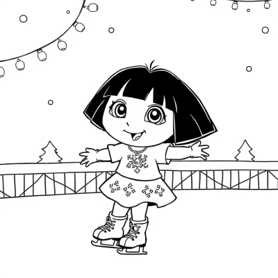 Dora in Snowflake Dress Ice Skating
