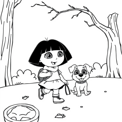 Dora on a Walk with a Puppy