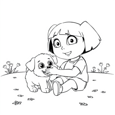 Dora the Explorer Plays with a Puppy
