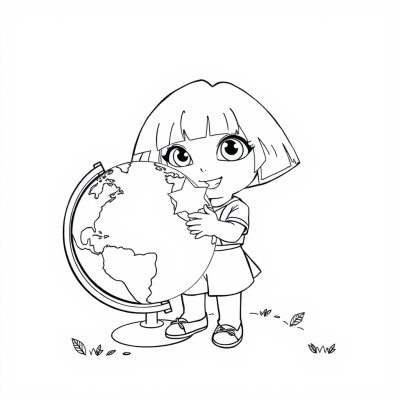 Dora the Explorer with a Globe