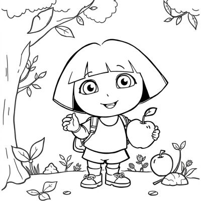 Dora the Explorer with an Apple