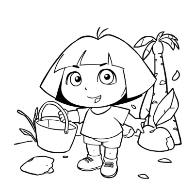 Dora with a Bucket and Shovel