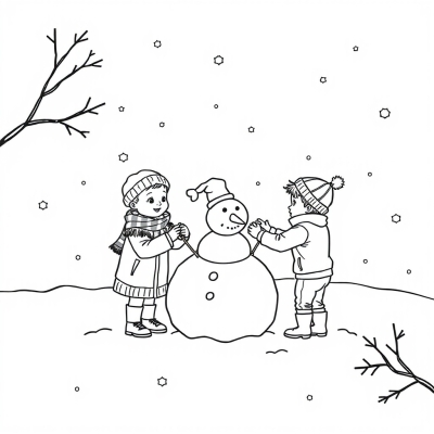 Kids Building a Snowman