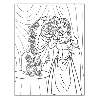 Lumière and Cogsworth Present Belle a Rose