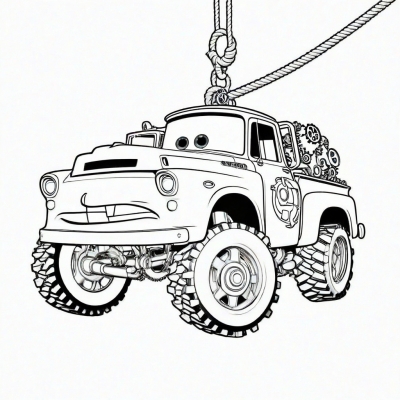 Mater Hanging on a Rope Between Gears