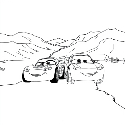 Lightning McQueen and Doc Hudson on the Broken Road