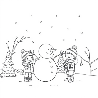 Snowman and Kids